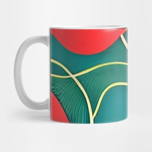 Teal and Red with Gold Pattern Mug